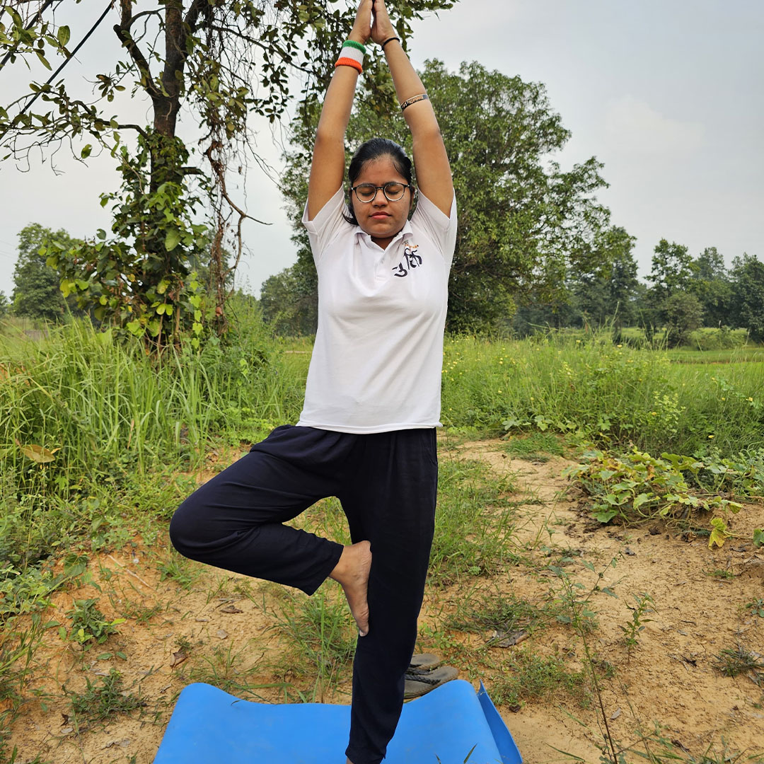 Tree pose yoga practice